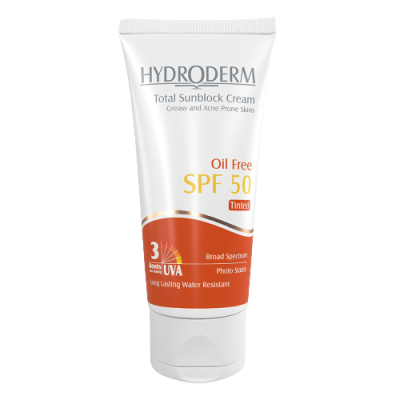 كرم ضد آفتاب SPF50 فاقد چربی رنگی هیدرودرم