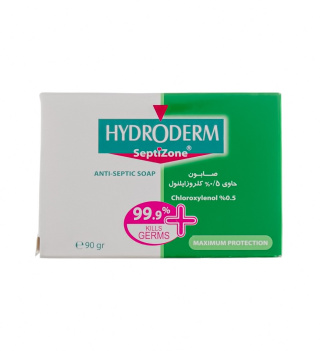 Hydroderm Septizone Anti Septic Soap 90g صابون ضدعفونی کننده حاوی 0.5 درصد کلروزاینلول 90گرم هیدرودرم